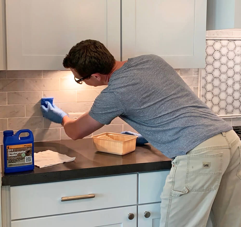 how to seal natural stone tile backsplash